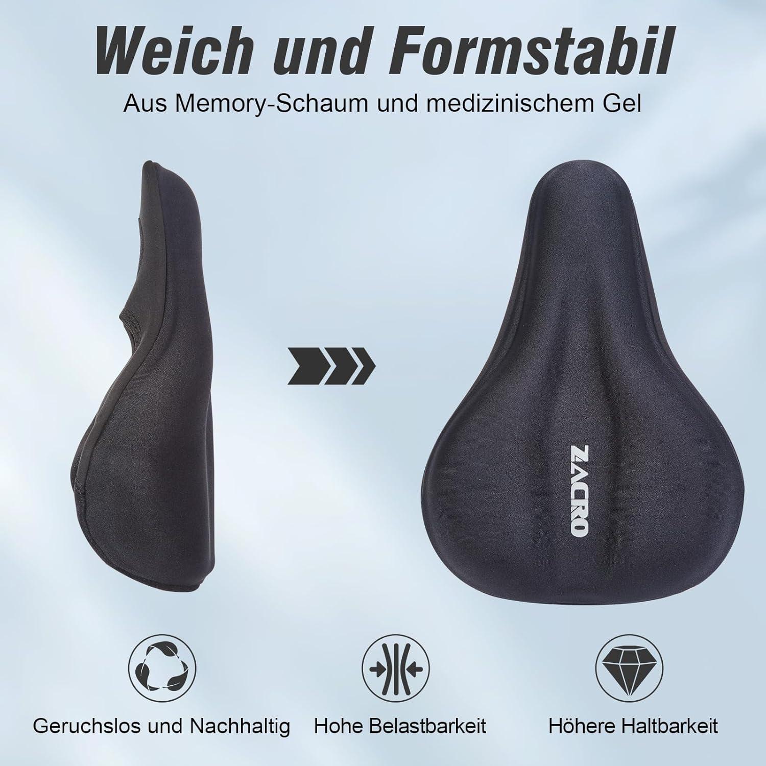 Zacro Sattelbezug Gel Fahrrad Überzug 28x18cm Schwarz