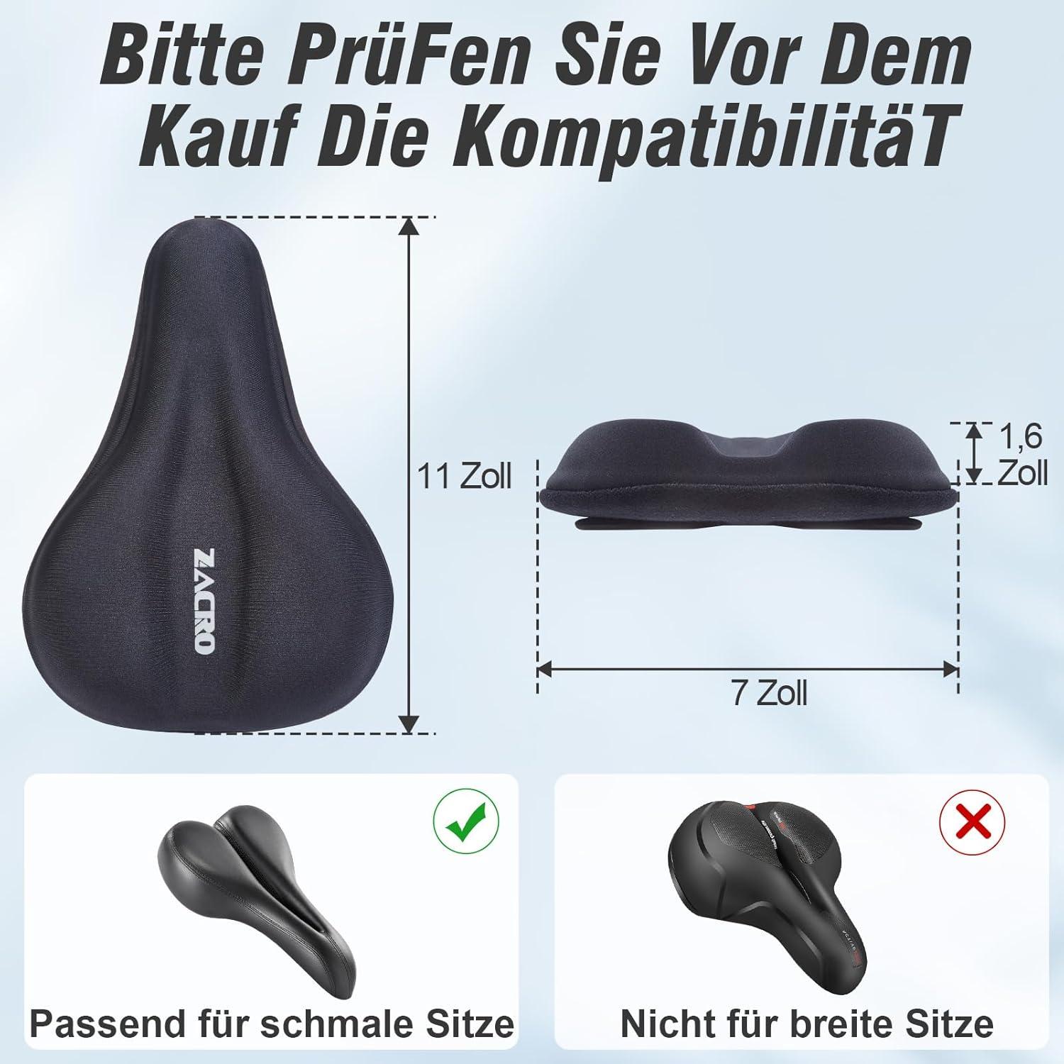 Fahrrad Sattelbezug Gel Überzug 28x18cm Schwarz Damen Herren