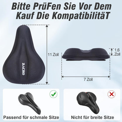 Fahrrad Sattelbezug Gel Überzug 28x18cm Schwarz Damen Herren