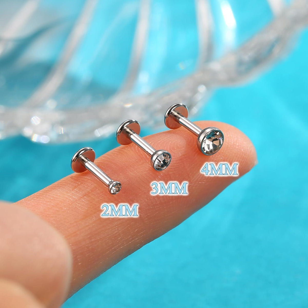 12er Set Helix Piercings Chirurgenstahl mit CZ, 6/8mm Länge