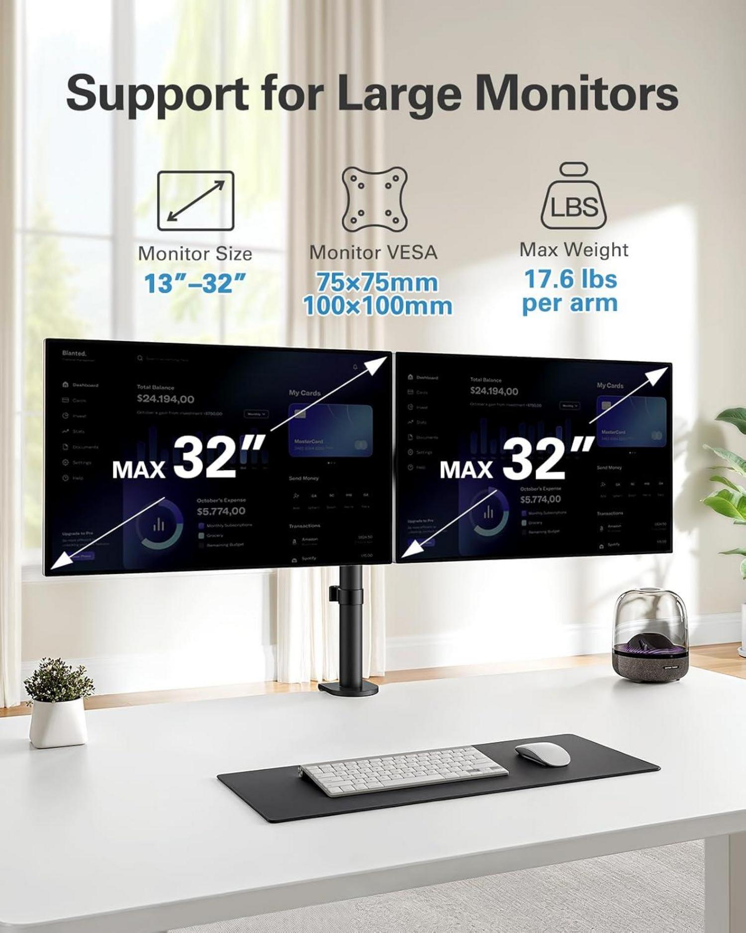 Monitorhalterung für 2 Monitore 13-32