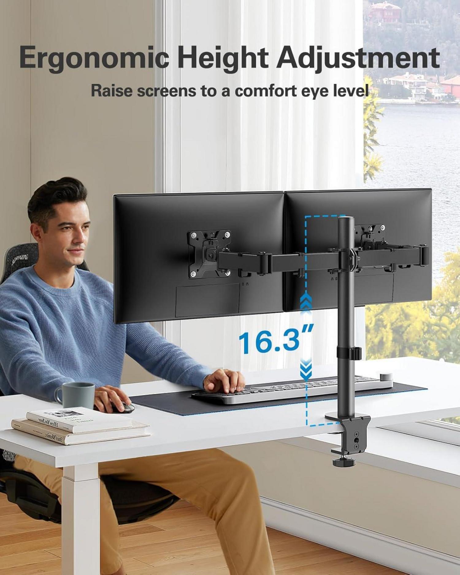 Monitor Halterung 2 Monitore 13-32 Zoll, Höhenverstellbar Neigbar