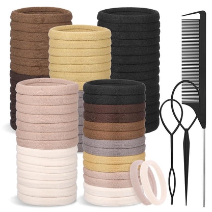 100er Set Große Nahtlose Elastische Haargummis mit Stielkamm