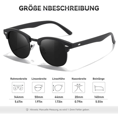 Polarisierte Sonnenbrille Retro UV400 Herren Damen Schwarz