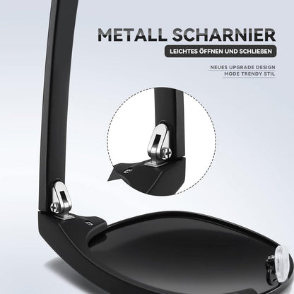 Polarisierte Sonnenbrille Retro UV400 Herren Damen Schwarz