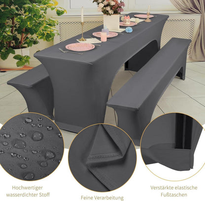 Elastische Biertischhussen Dunkelgrau 3er-Set Wasserdicht 220x50x70cm