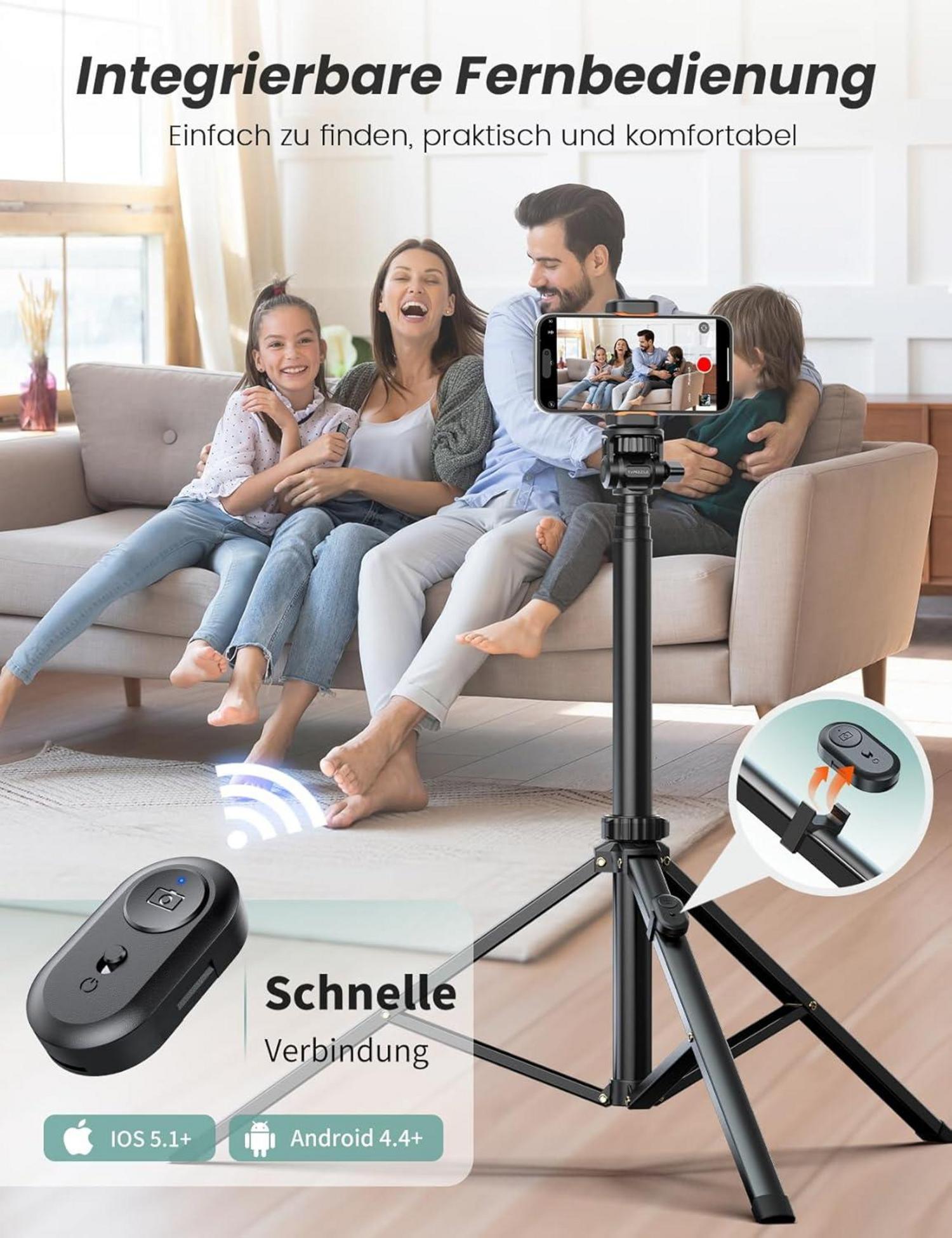 Handy-Stativ Selfie Stick 180cm Smartphone Halterung Fernauslöser