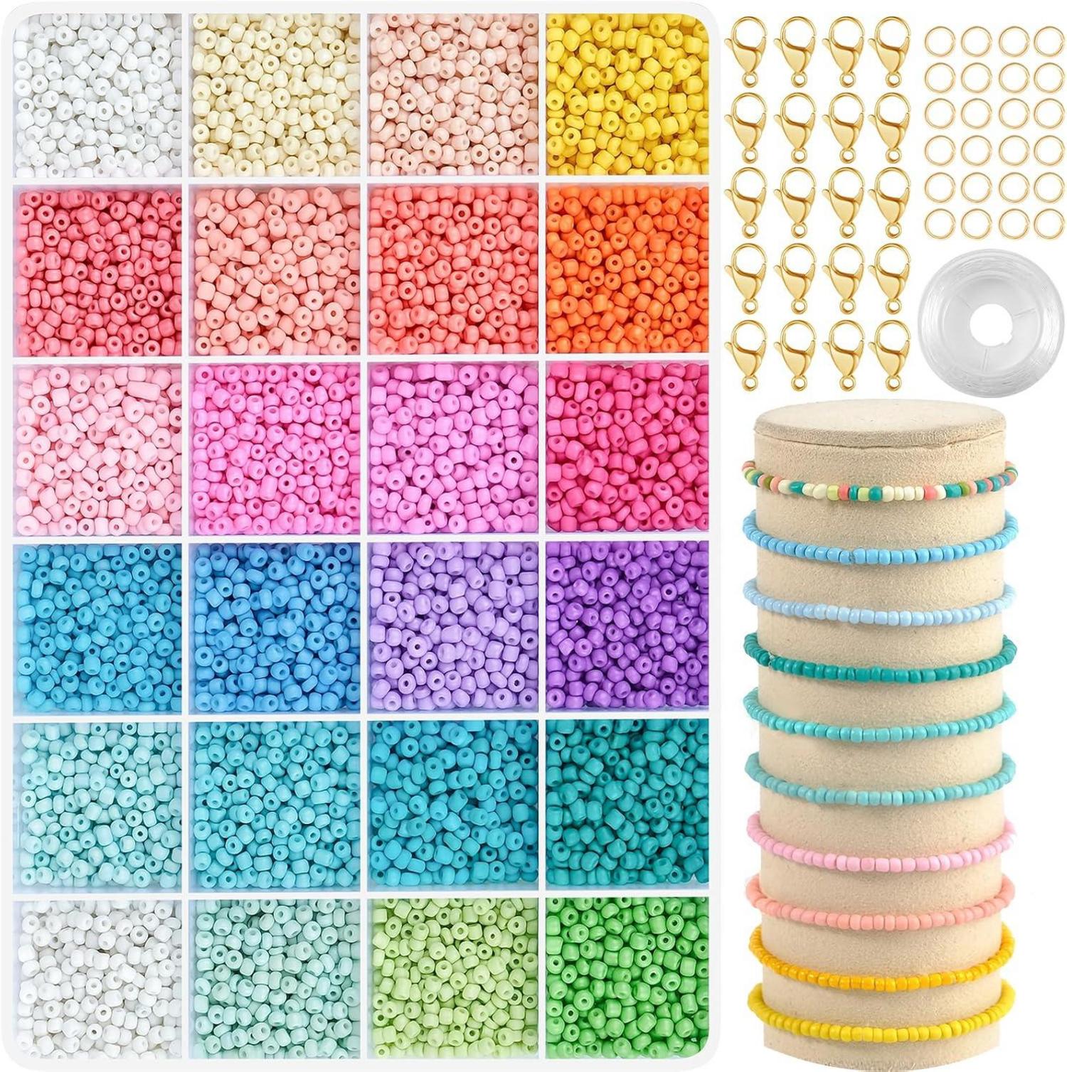 Perlen Set zum Auffädeln Pastell Glasperlen 3mm DIY Armbänder