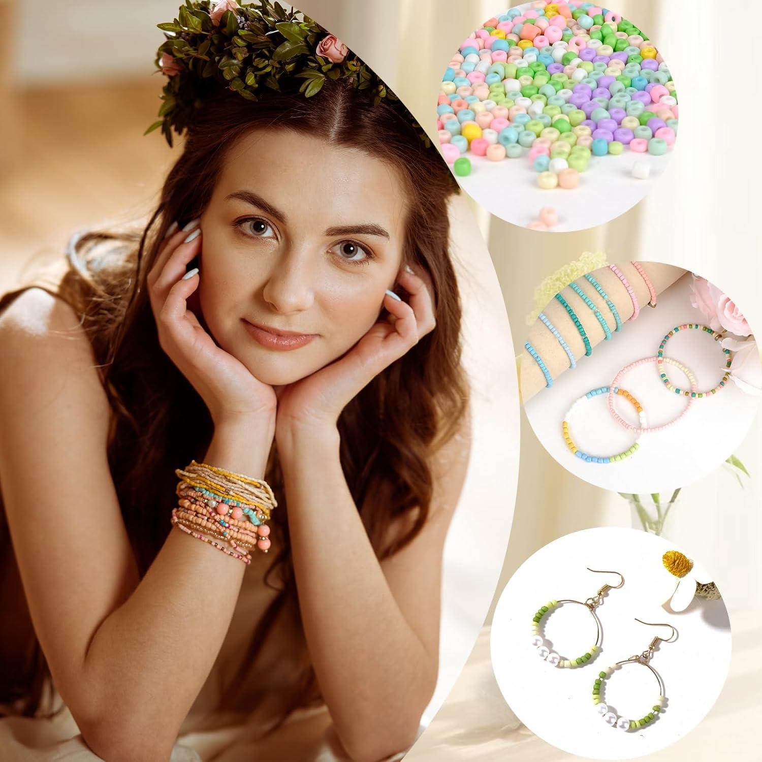 24er Set DIY Perlen Armband Pastell 3mm Glasperlen Schmuck Basteln