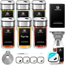 Gewürzgläser Glas Set mit Etiketten, Streueinsatz & Zubehör