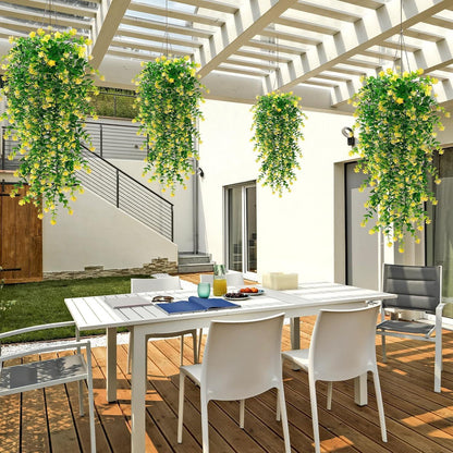 6x Wetterfeste Kunstblumen Gelb - 76cm Hängepflanzen für Balkon & Garten