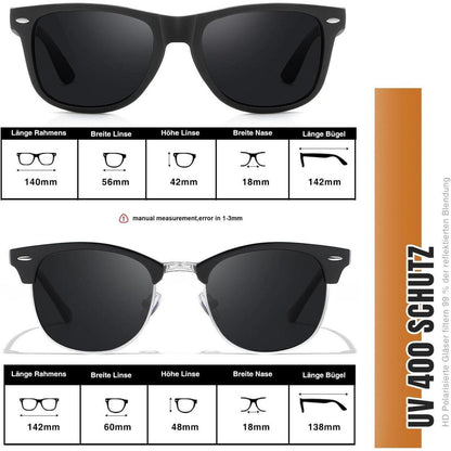 Polarisierte Sonnenbrille UV400 Schutz Herren Damen Schwarz