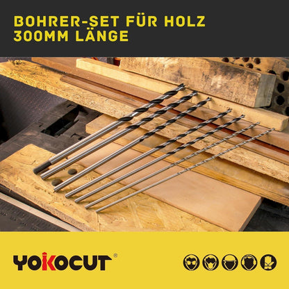 Holzbohrer Set lang 7-teilig 300mm Ø 4-12mm