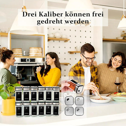 360° Rotation Gewürzgläser Eckig Set 6 Gewürzdosen 120ml aus