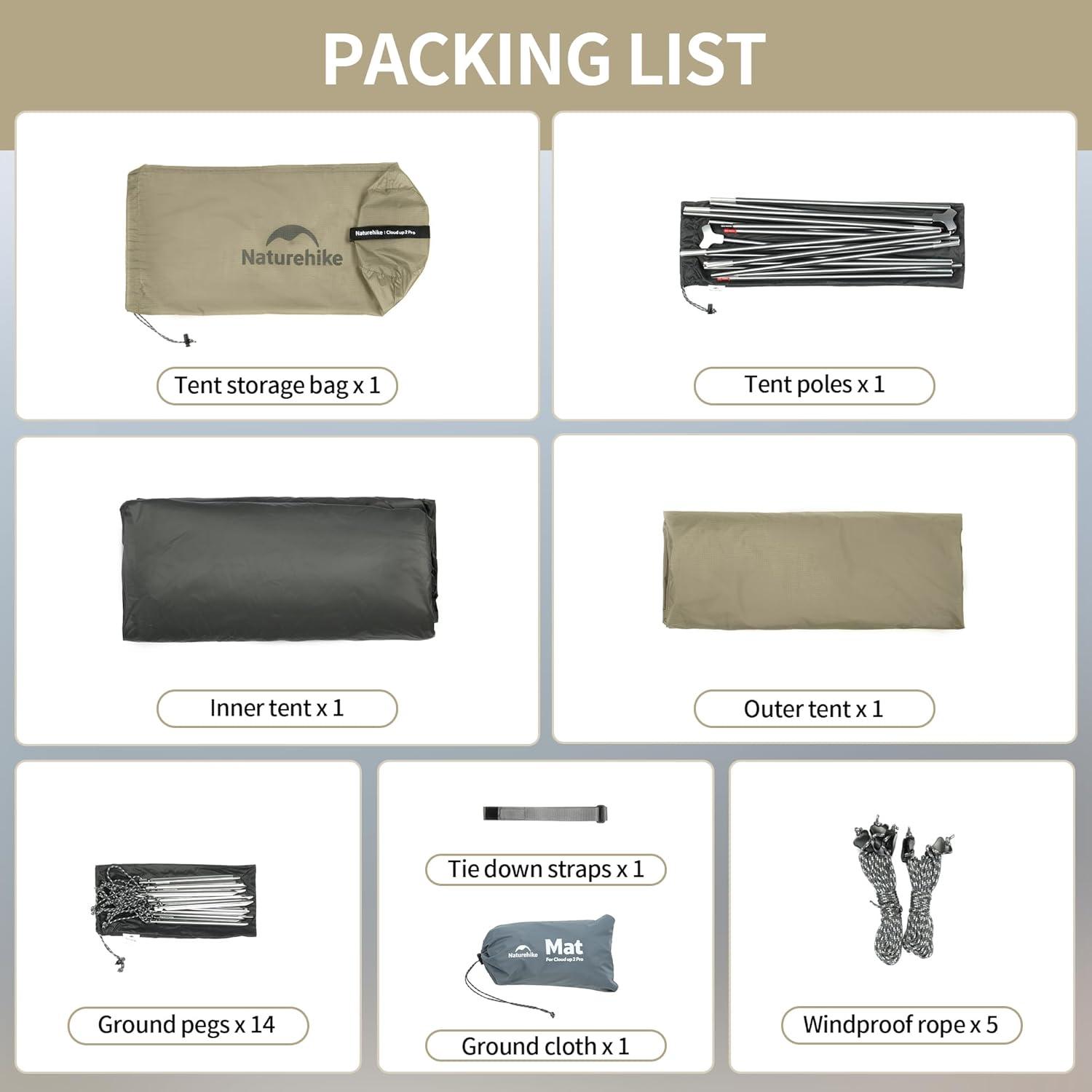 Naturehike Cloud-Up Pro Zelt 2 Personen Campingzelt Leicht Winddicht Wasserdicht