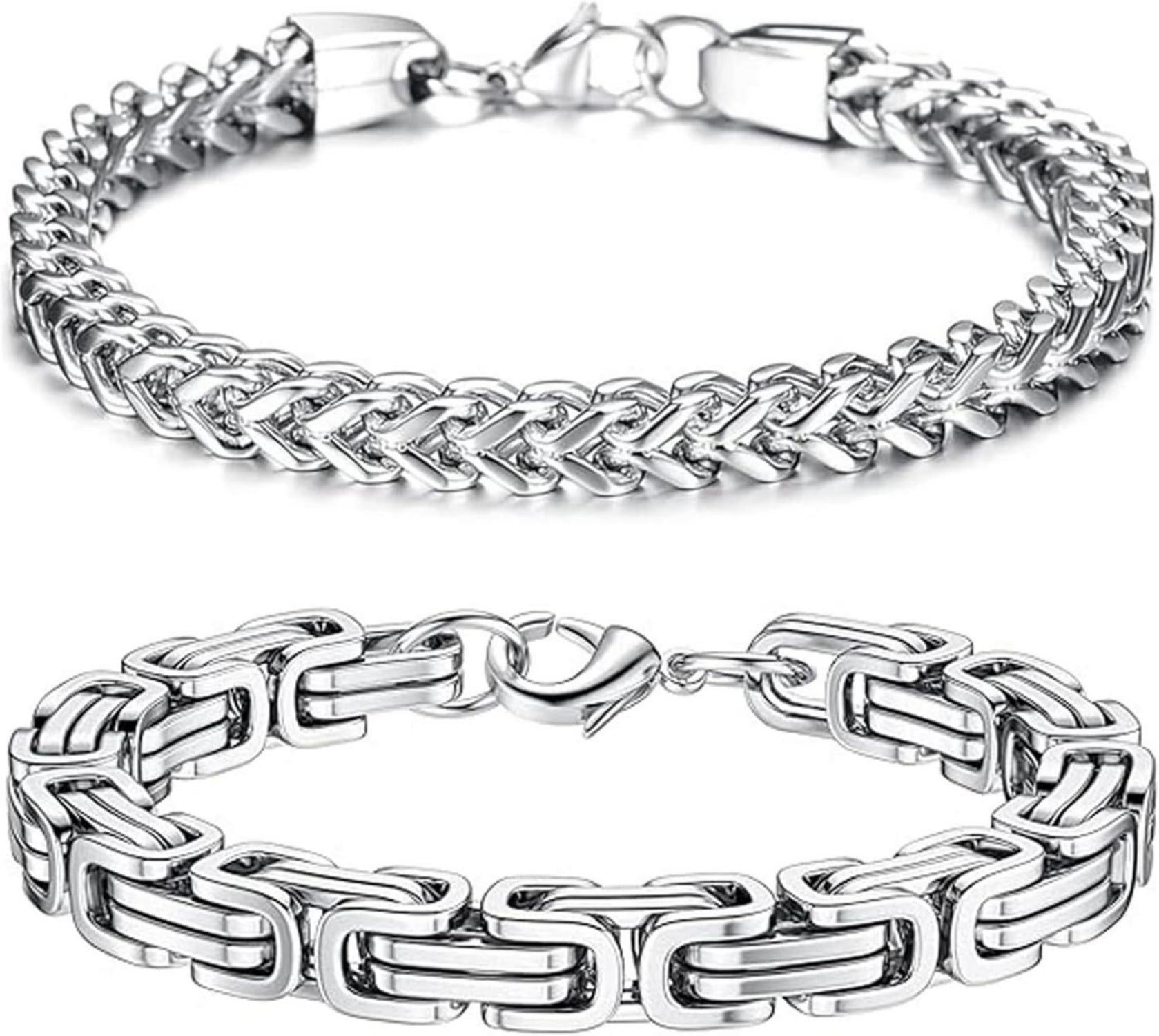 LOCCY Armband Herren Silber Edelstahl Franco Chain Königskette Glieder