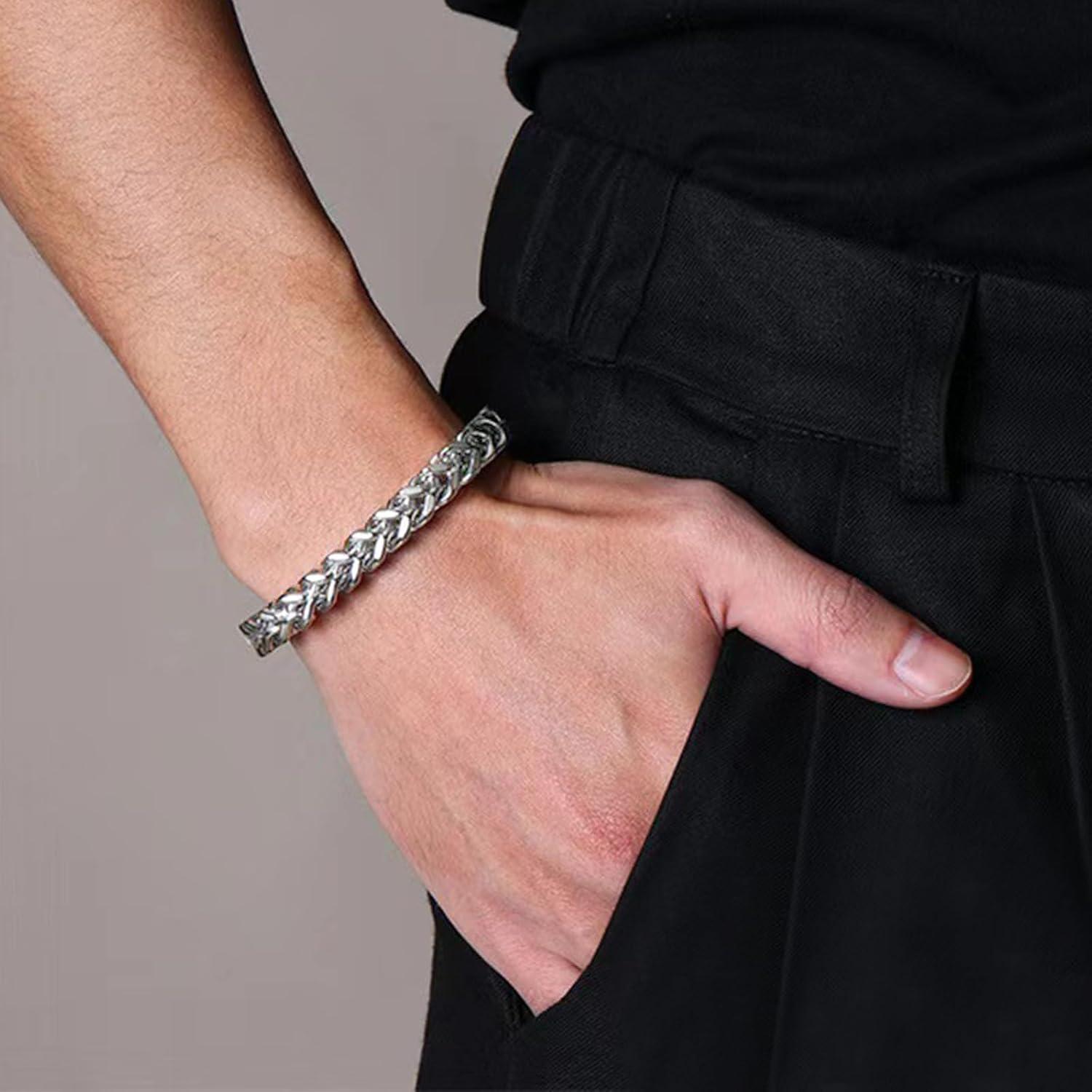 LOCCY Armband Herren Silber Edelstahl Franco Chain Königskette Glieder
