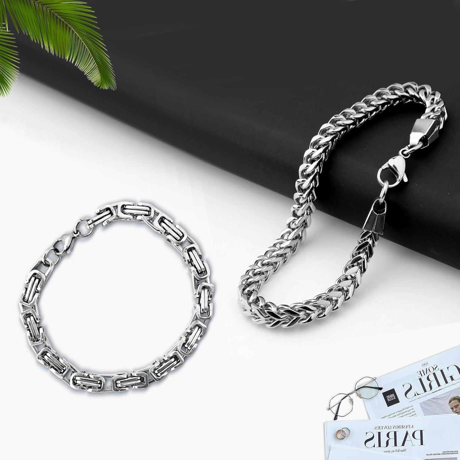 Herren Armband Silber Edelstahl Franco Chain 4mm 19cm - 2 Stück