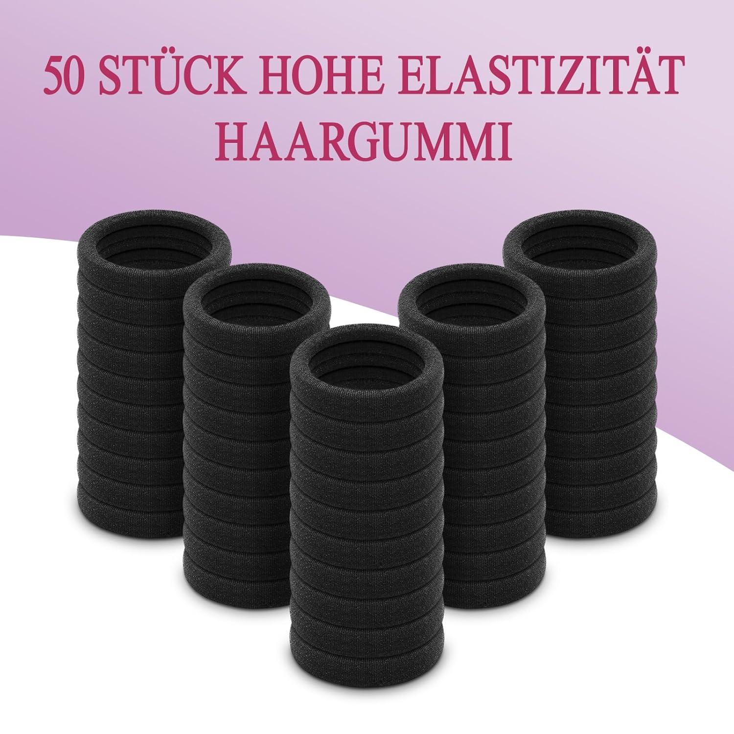 YISCOKO 50x Haargummi Damen Herren Kinder Schwarz Zopfgummis