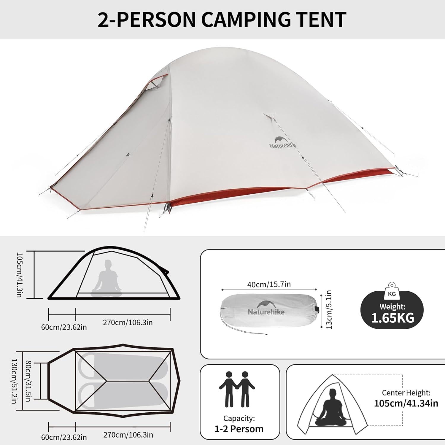 Naturehike Cloud-Up Pro Zelt 2 Personen Leichtes Campingzelt