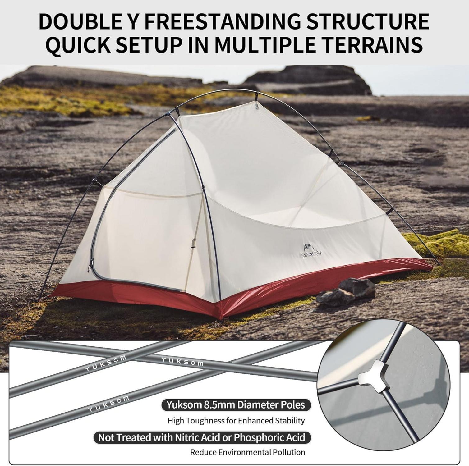 Naturehike Cloud-Up pro Zelt 2 Personen Leichtes Campingzelt Trekking Grau