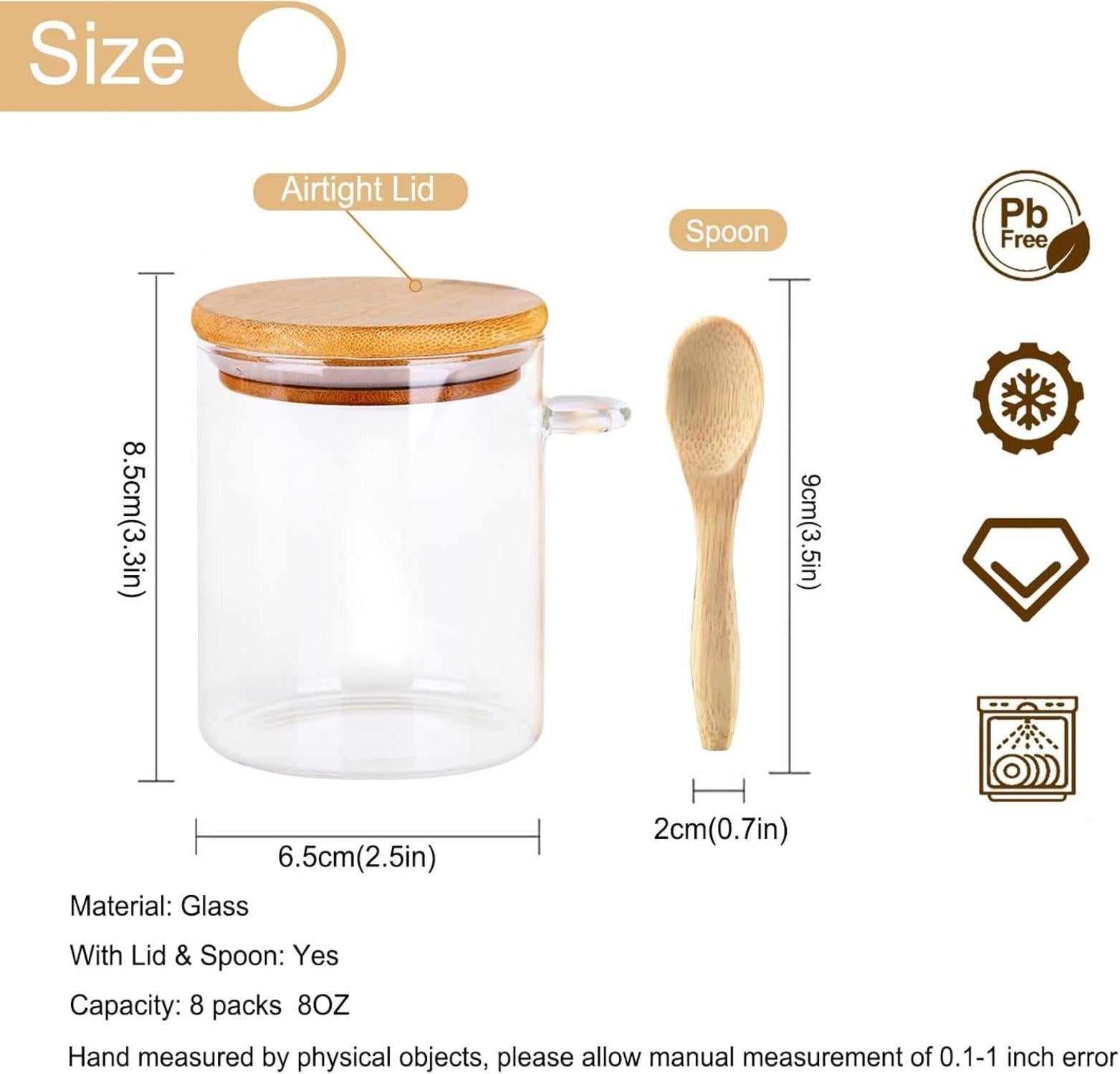 Glas Gewürzgläser Set mit Etiketten 7oz Luftdicht Löffel 8 Stück