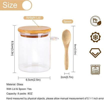 Glas Gewürzgläser Set mit Etiketten 7oz Luftdicht Löffel 8 Stück