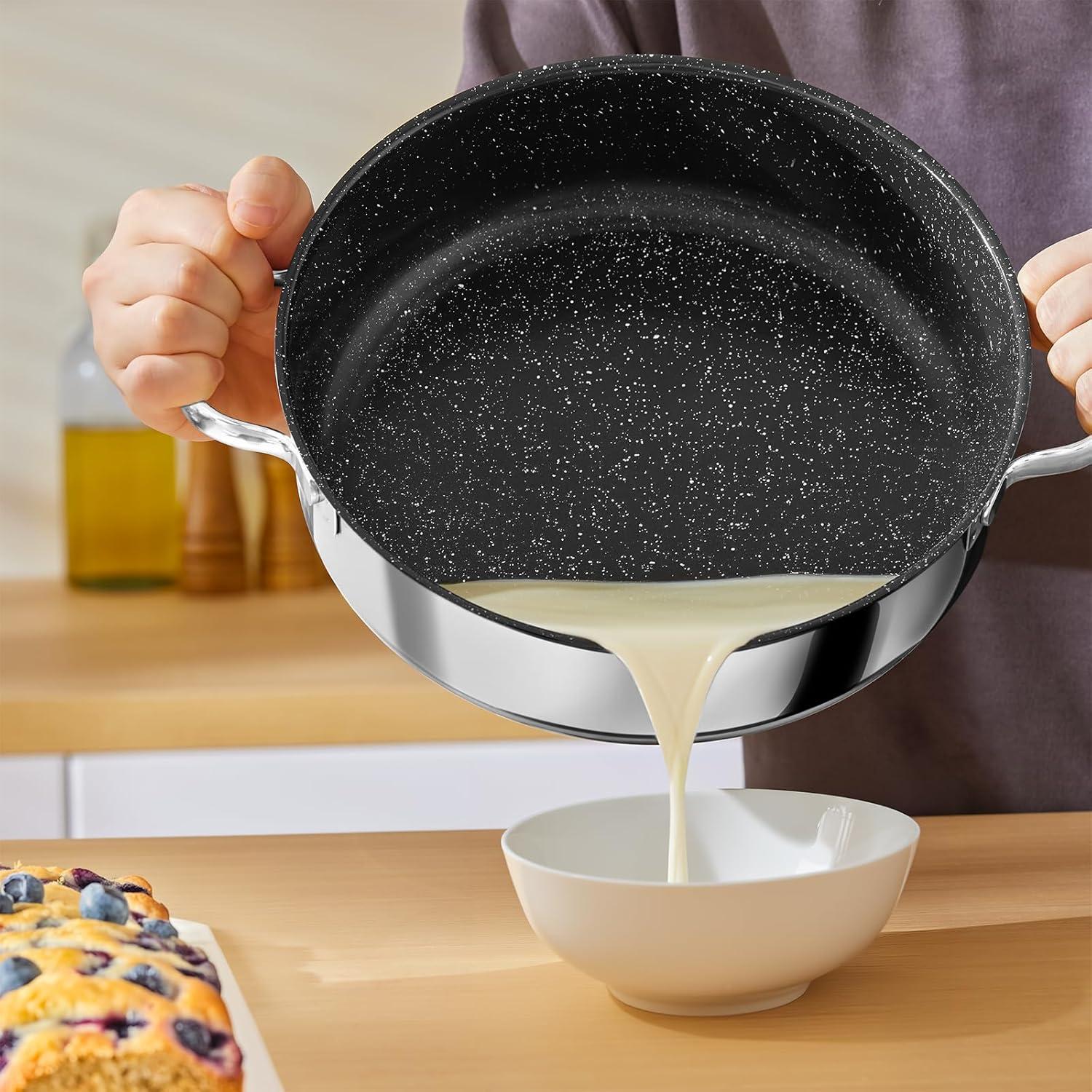 BEZIA Schmorpfanne 28cm Induktion mit Deckel Edelstahl 18/10 5,1l