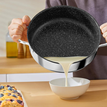 BEZIA Schmorpfanne 28cm Induktion mit Deckel Edelstahl 18/10 5,1l