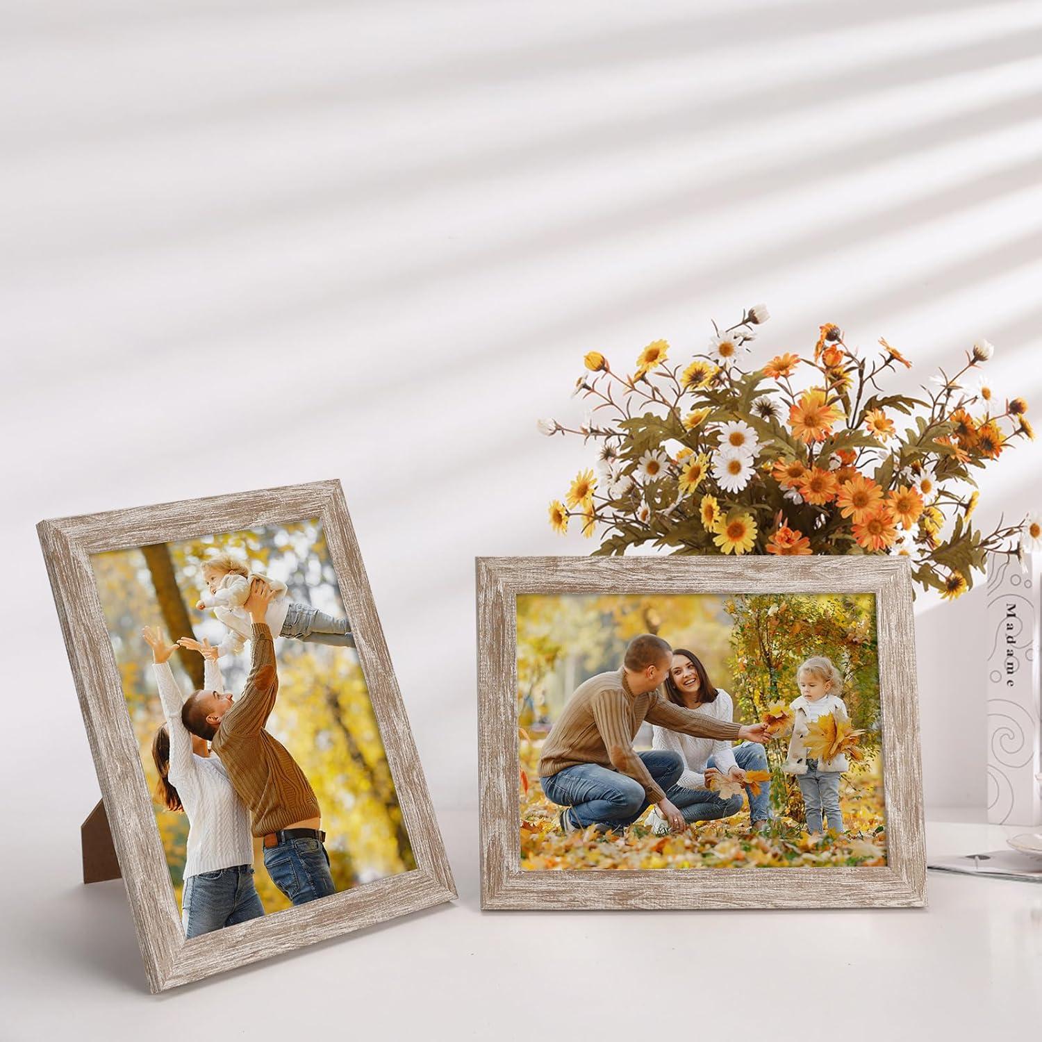 Bilderrahmen Set 15x20 cm Beige Holzmaserung für Fotos & Bilder