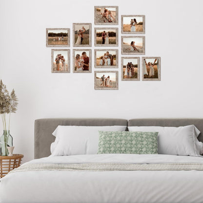 Bilderrahmen Set 15x20cm Beige Holzmaserung 12er Fotorahmen Wohnzimmer Büro