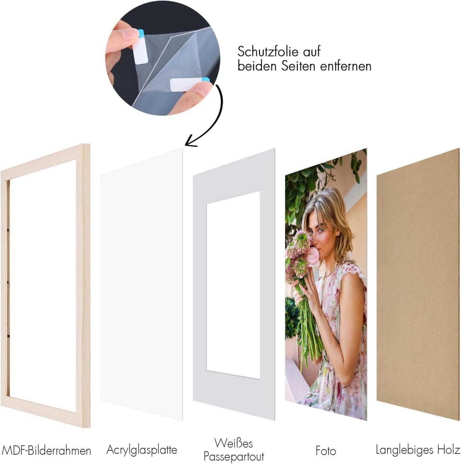 Rahmen 30x40cm Eiche Holz Fotorahmen Posterrahmen Passepartout Magnetischer