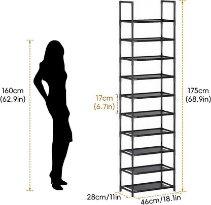 10-stöckiges Schuhregal für 20-25 Paar, stabiler Organizer