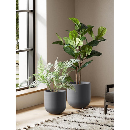 Keramiktopf Übertopf 30 cm, Anthrazitgrau mit Abfluss