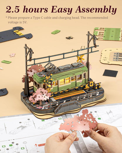 Rolife 3D Puzzle Sakura Reise Holzmodell mit LED Wohndeko