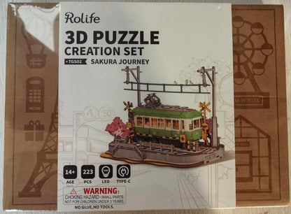 Rolife 3D Sakura Reise Holzpuzzle LED Wohndeko Händenügen