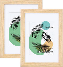 Bilderrahmen 15x20cm 2er Set Eiche Acrylglas Inkl. Passepartout