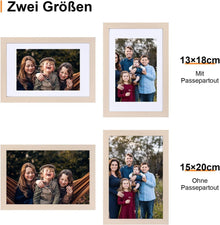 Bilderrahmen 15x20 cm 2er Set Eiche Holz mit Acrylglas