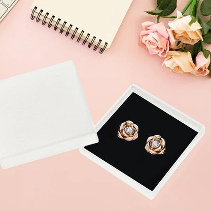 Blumen Ohrstecker Rosegold 925 Damen Strass Stecker Geschenkbox