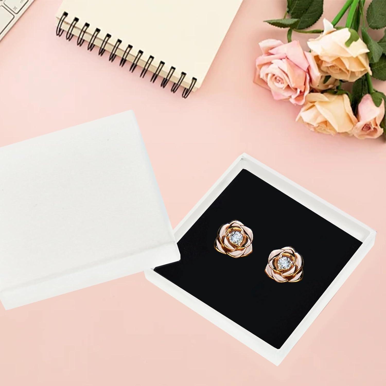 Blumen Ohrstecker Rosegold 925 Damen Strass Stecker Geschenkbox