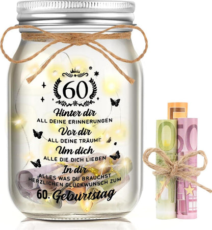 LED Flaschenlicht 60. Geburtstag Geschenkideen Geldgeschenke