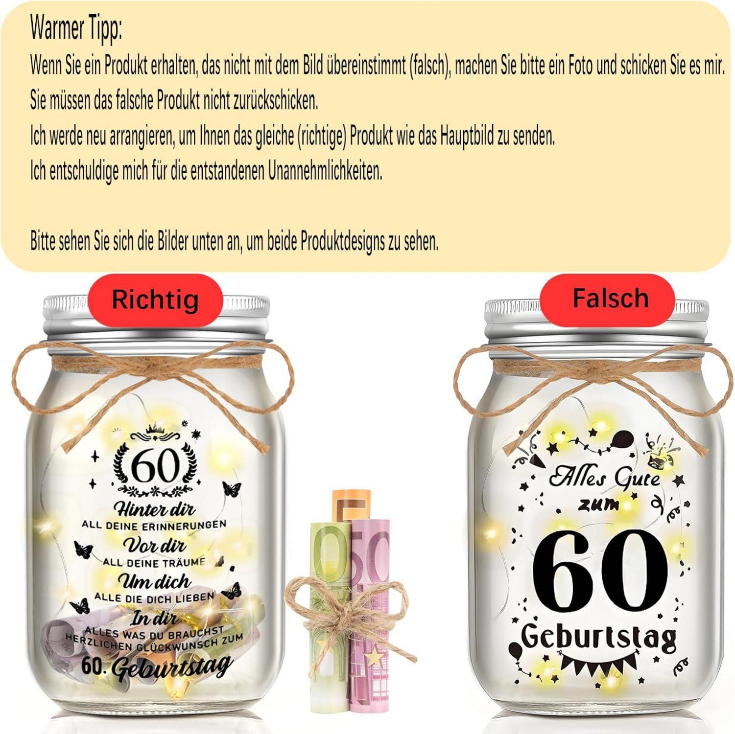 LED Flaschenlicht zum 60. Geburtstag Geschenkidee Nachtlicht