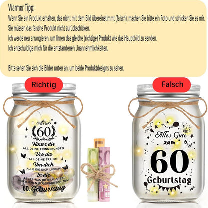 LED Flaschenlicht zum 60. Geburtstag Geschenkidee Nachtlicht