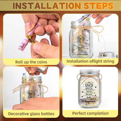 LED Flaschenlicht 60. Geburtstag Geschenkideen Geldgeschenke