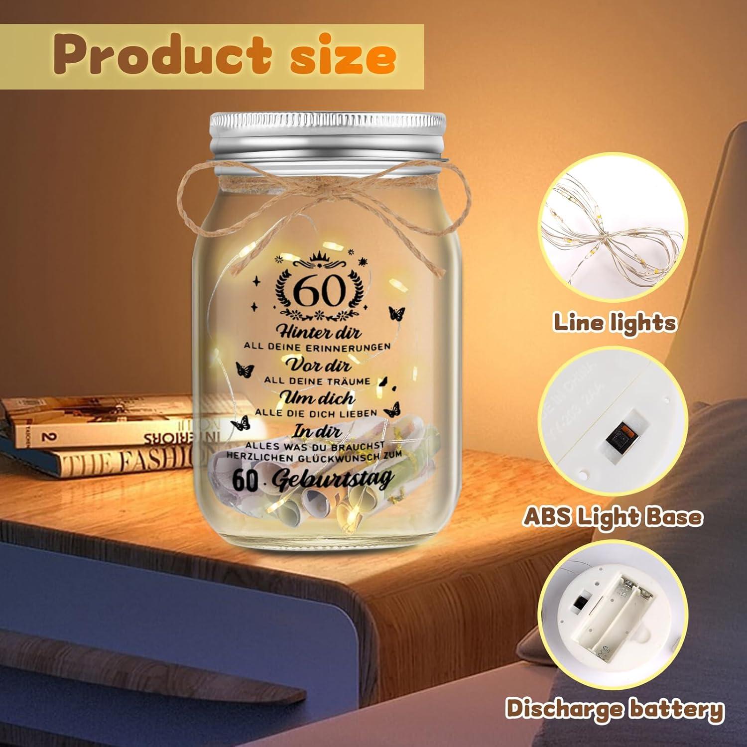 LED Flaschenlicht Geburtstag 60 Geschenkideen Frau Mann Deko