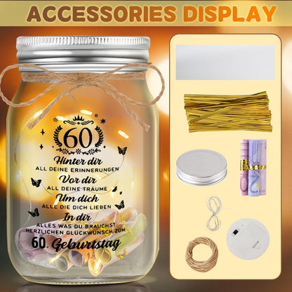 LED Flaschenlicht 60. Geburtstag Geschenk Frau Mann Deko Nachtlicht