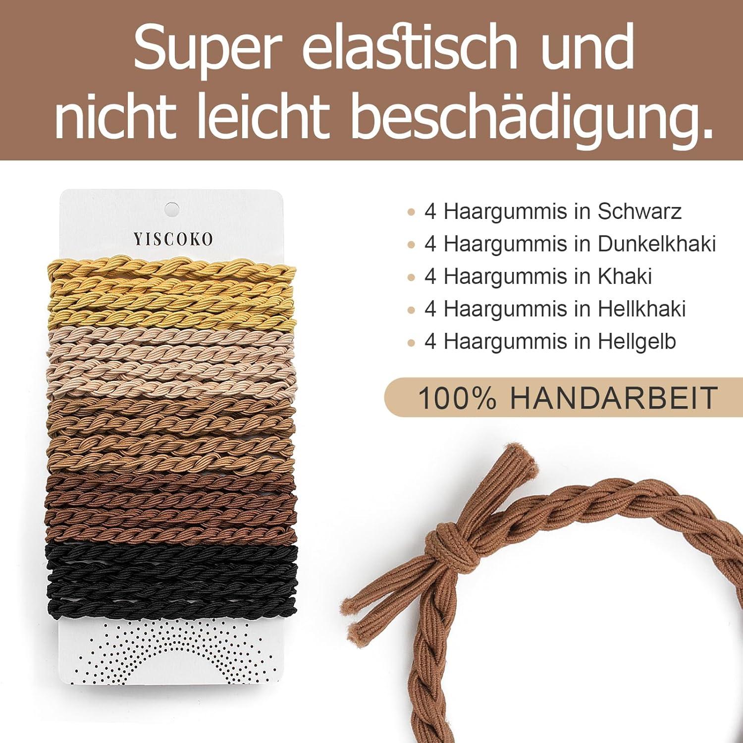 Haargummi Damen 20 Stück Schwarz Zopfgummis Scrunchies