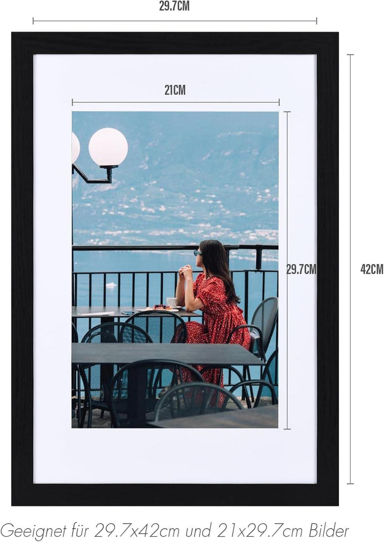 Fotorahmen DIN A3 29.7x42 cm Schwarz mit Passepartout