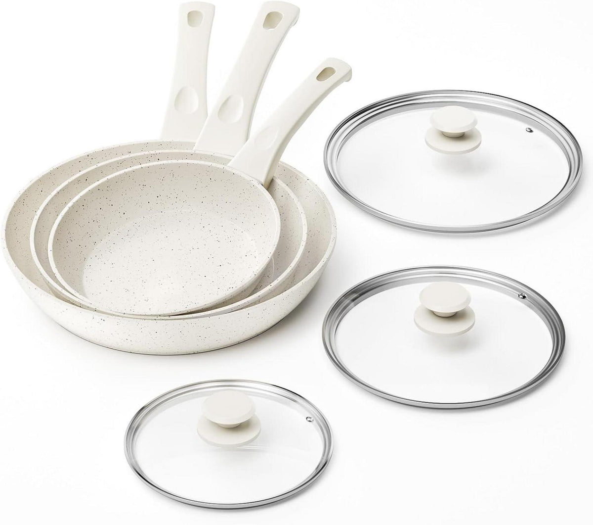 6-teiliges Keramik Pfannenset mit Glasdeckel