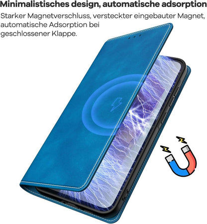 Samsung Galaxy A55 5G Handyhülle Leder Klapphülle RFID Schutz Blau